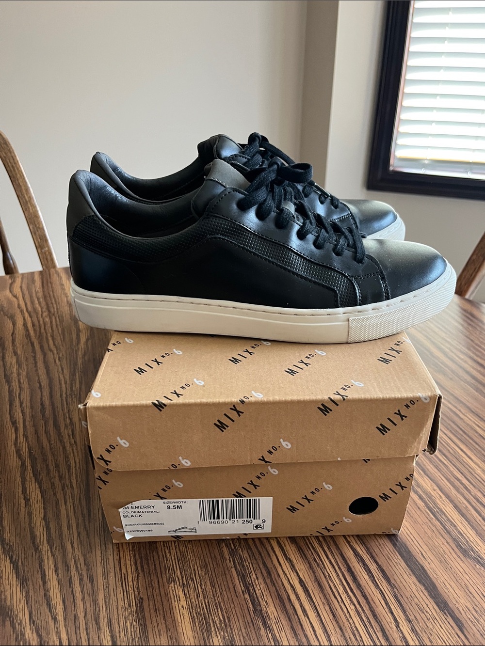 Mix No. 6 Black Low-Top Leather Sneakers with White Sole